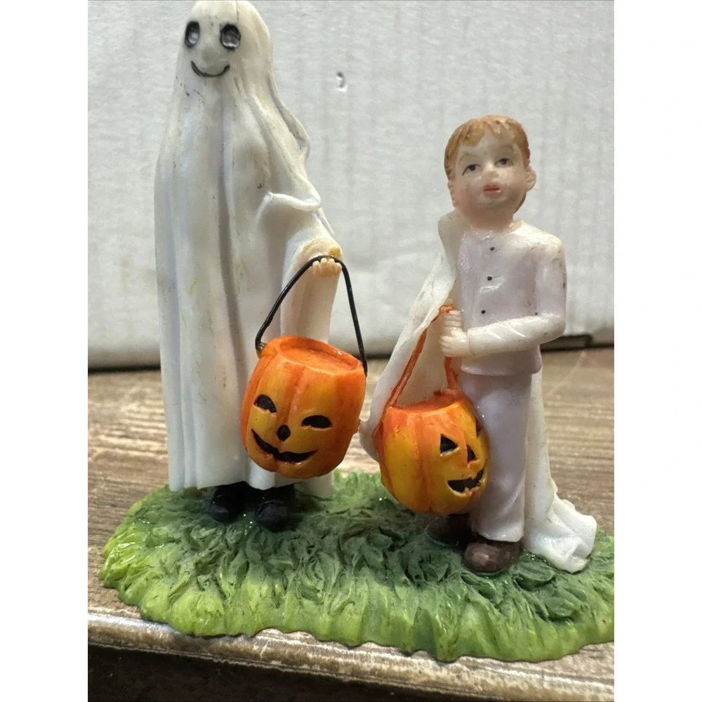 Vintage Child In Ghost Costume Halloween Figurines